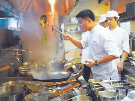 Sam Leong in the kitchens of My Humble House