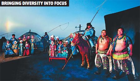 The Mongolians, one of the pictures included in Harmonious China: Glimpses of 56 Chinese Ethnic Groups.