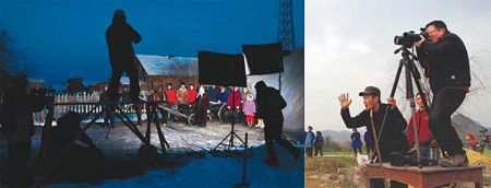 Chen Haiwen is seen with his crew, training his lens on the Russians in Inner Mongolia autonomous region (left) and Buyis of Southwest China's Yunnan province.
