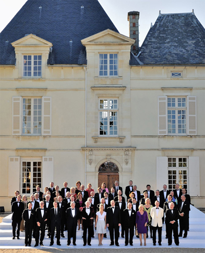 Owners of the Grands Crus Class��s en 1855 during the opening Vinexpo dinner at Ch&acirc;teau Haut-Brion in Bordeaux, France.